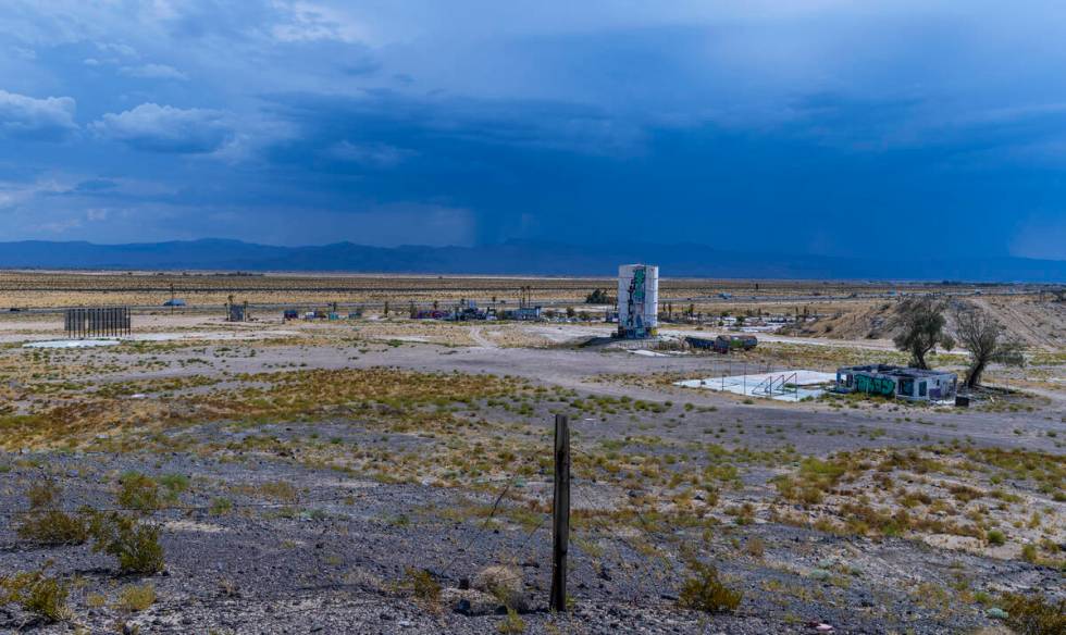 A storm moves in over the former Rock-A-Hoola Water Park on Tuesday, July 23, 2024, in Newberry ...