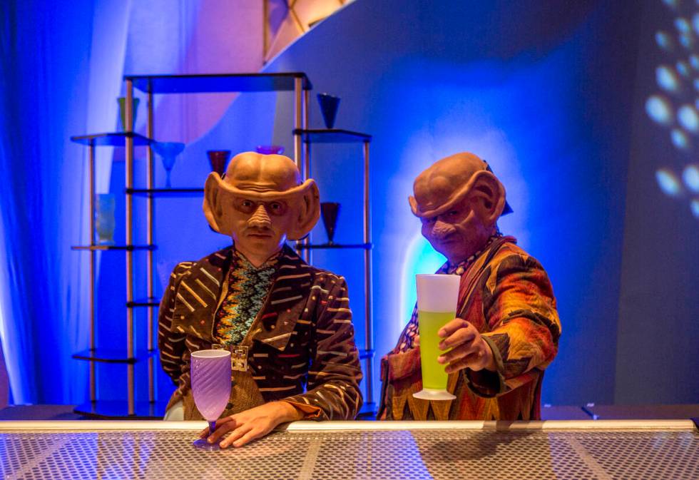 Alex Kyle, left, and Eric Cajuat, dressed as Ferengi, during the Official Star Trek Convention ...