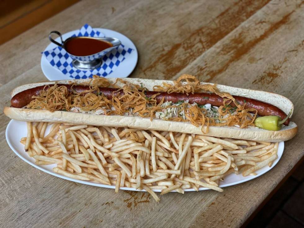 Hofbräuhaus Las Vegas is offering its Gigantische Bratwurst to celebrate National Bratwurst Da ...