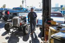 Ismael Cerda works on a classic car at Pop's Automotive on Monday, Feb. 12, 2024, in Las Vegas. ...