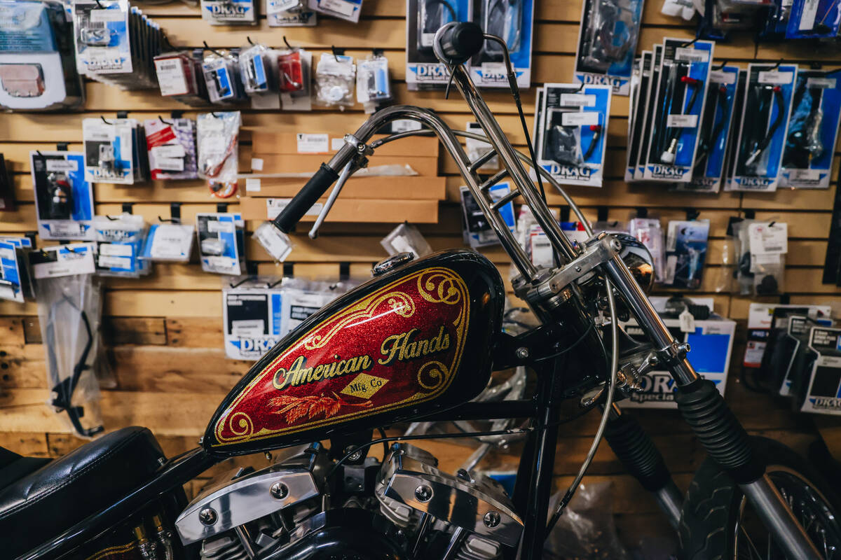 A motorcycle for sale is seen at Main Street Moto on Thursday, Jan. 11, 2024, in Las Vegas. (Ma ...