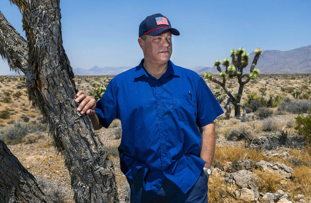 Spaceport CEO Rob Lauer out on the empty land he plans to build on outside of Pahrump on Saturd ...