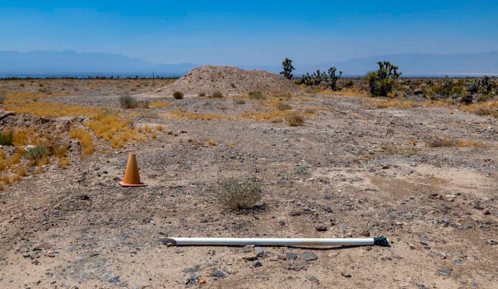 A few bits and pieces on the ground at the location of the new Spaceport on Saturday, July 27, ...