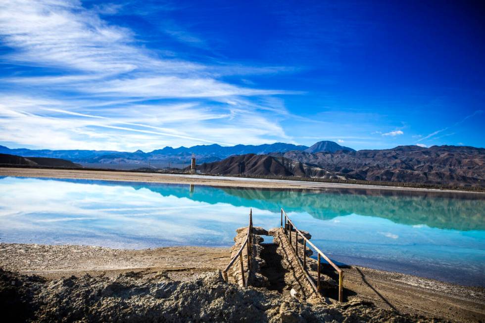 A lithium brining pond near Silver Peak. (Las Vegas Review-Journal)