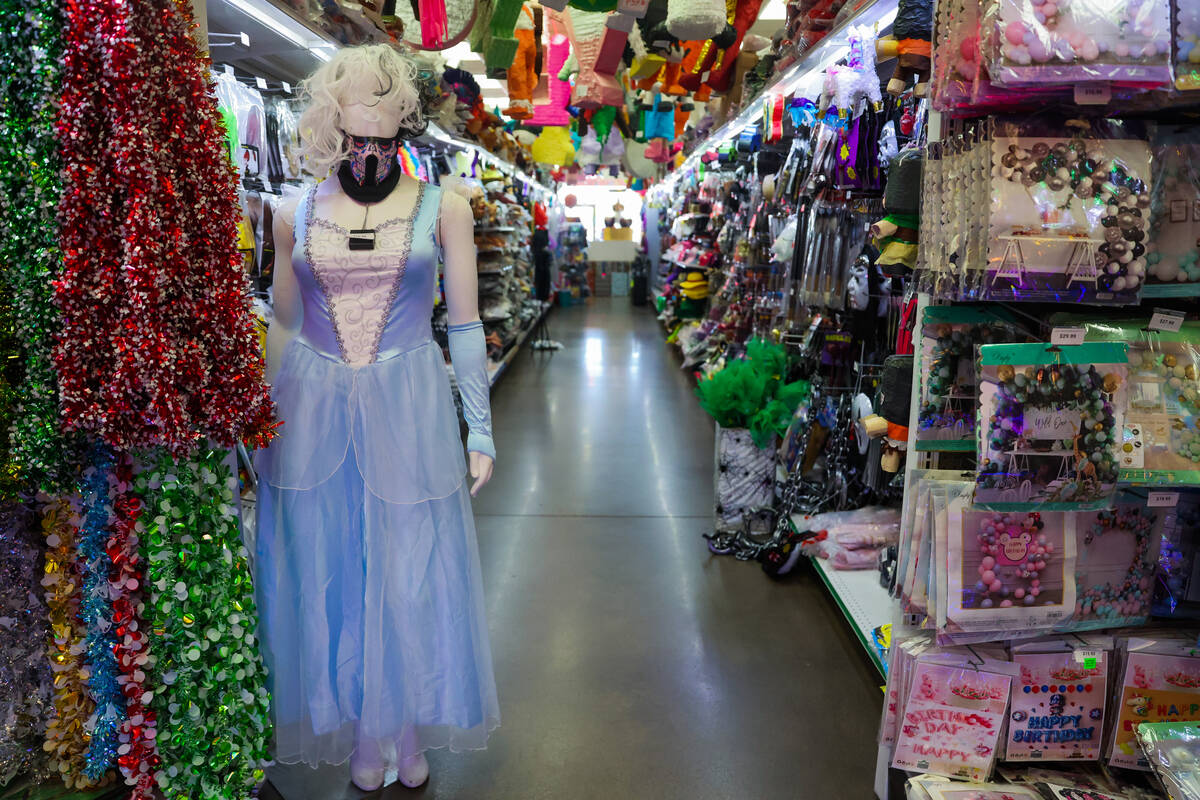 A Cinderella Halloween costume is displayed on a mannequin inside of Party Vegas on Wednesday, ...