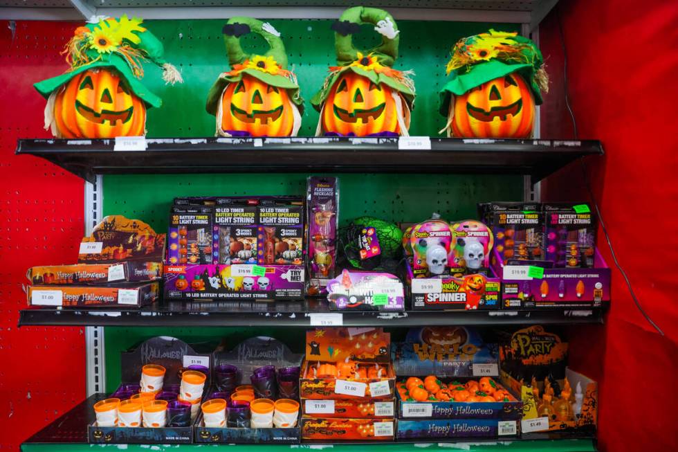 Select Halloween merchandise is displayed inside of Party Vegas on Wednesday, July 31, 2024, in ...