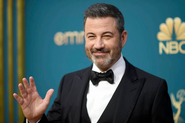 Jimmy Kimmel appears at the 74th Primetime Emmy Awards in Los Angeles, Sept. 12, 2022. Photo by ...