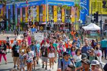 Crowds of attendees arriving at the San Diego Comic-Con downtown on July 26, 2024. (Alejandro T ...