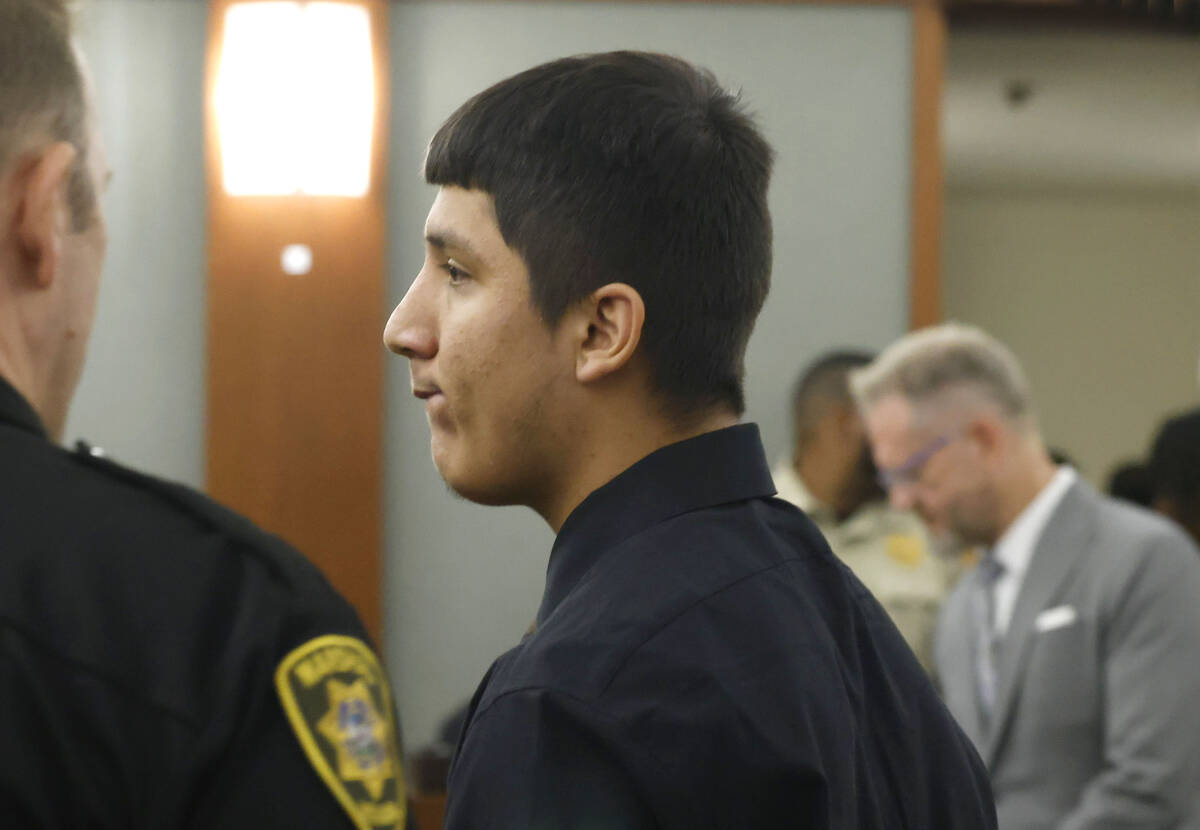 Damien Hernandez leaves the courtroom after a pretrial conference at the Regional Justice Cente ...