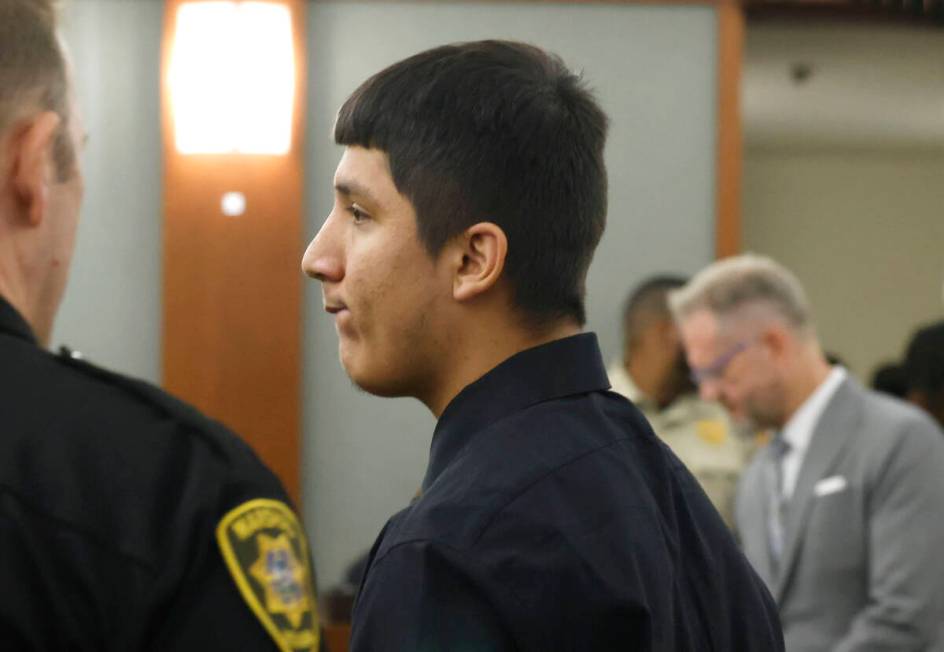 Damien Hernandez leaves the courtroom after a pretrial conference at the Regional Justice Cente ...