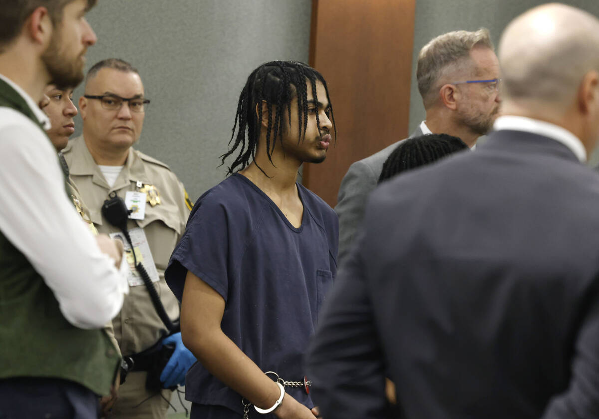 Treavion Randolph appears in court during a pretrial conference at the Regional Justice Center ...