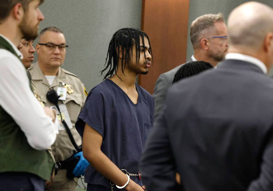 Treavion Randolph appears in court during a pretrial conference at the Regional Justice Center ...