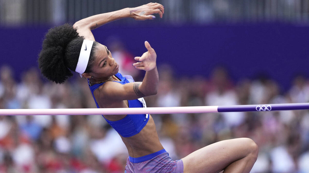 Vashti Cunningham, of the United States, makes an attempt in the women's high jump qualificatio ...