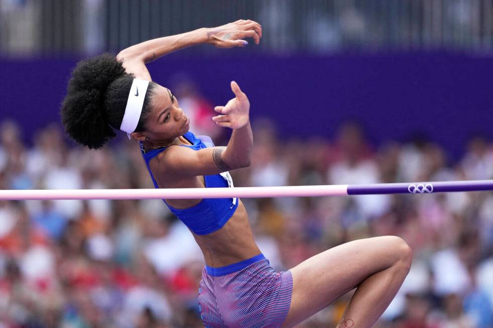 Vashti Cunningham, of the United States, makes an attempt in the women's high jump qualificatio ...