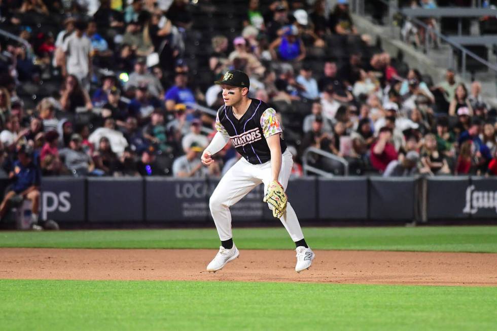 Las Vegas Aviators infielder Nick Allen plays in the field during a game against the El Paso Ch ...