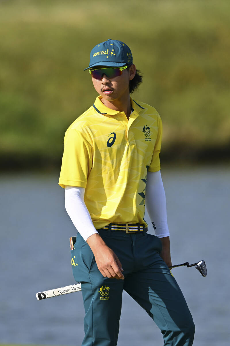 Min Woo Lee of Team Australia on the second green during the first round of the 2024 Paris Oly ...