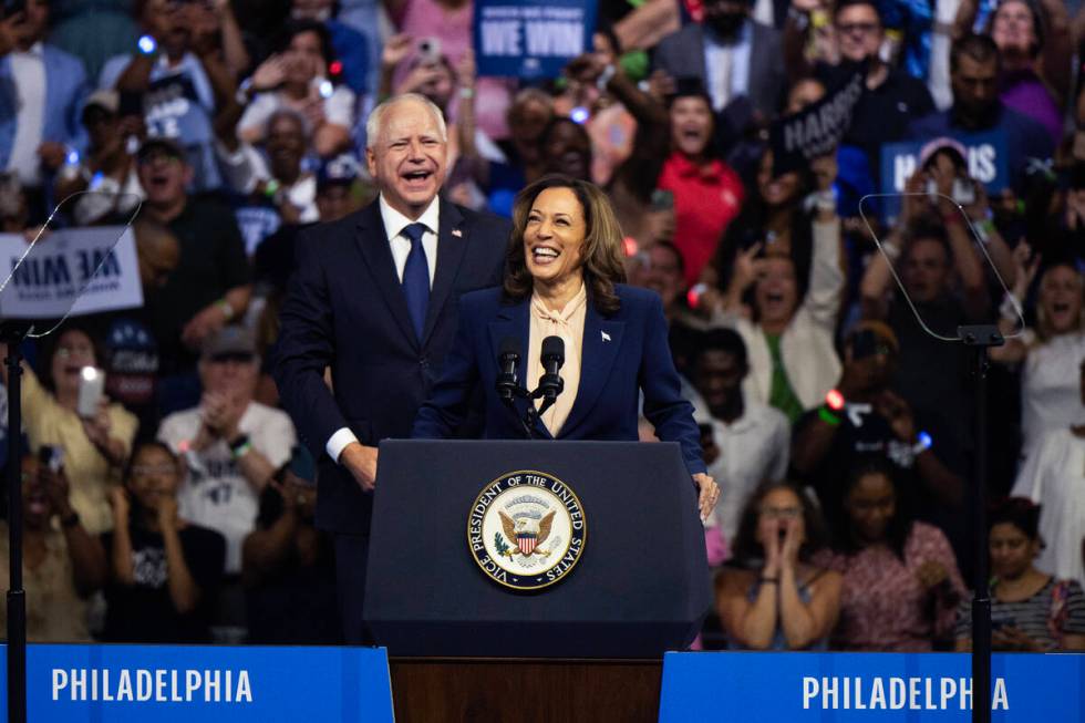 Democratic presidential nominee Vice President Kamala Harris and her running mate Minnesota Gov ...