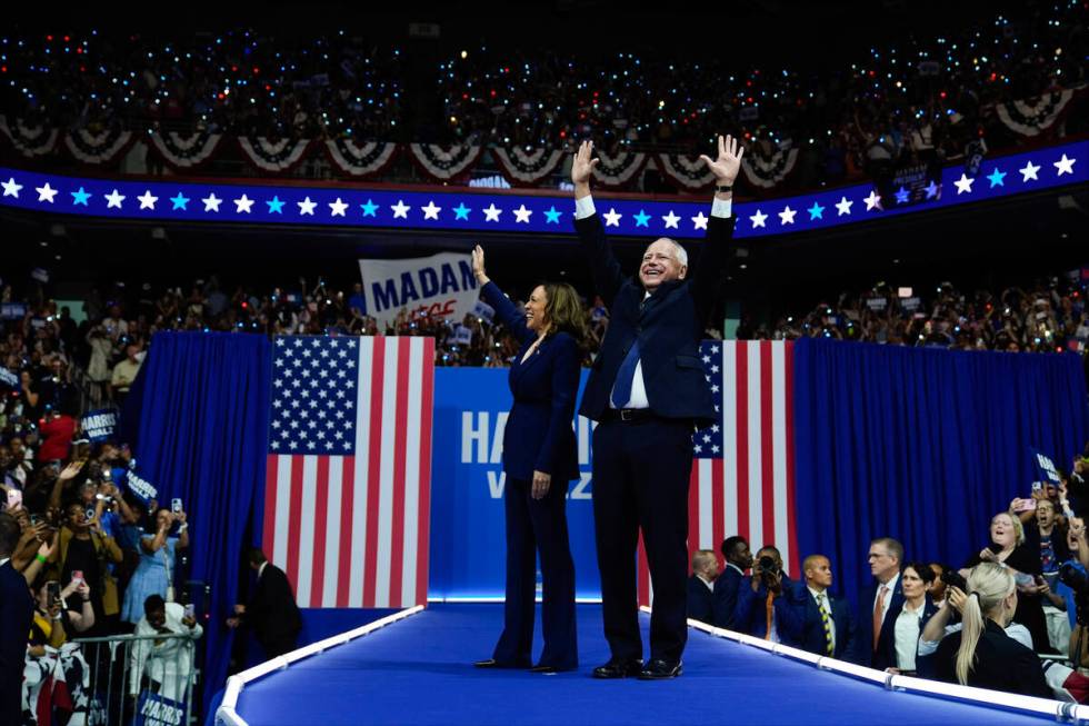 Democratic presidential nominee Vice President Kamala Harris and her running mate Minnesota Gov ...