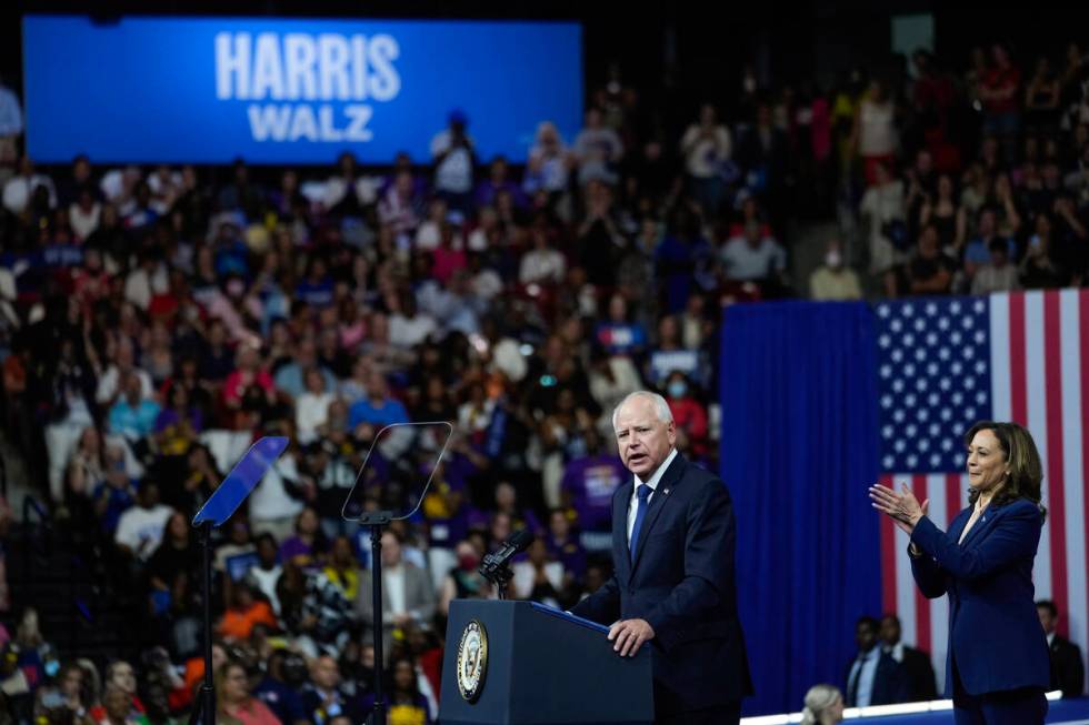 Democratic presidential nominee Vice President Kamala Harris and her running mate Minnesota Gov ...