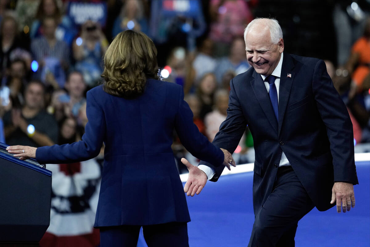 Democratic presidential nominee Vice President Kamala Harris and her running mate Minnesota Gov ...