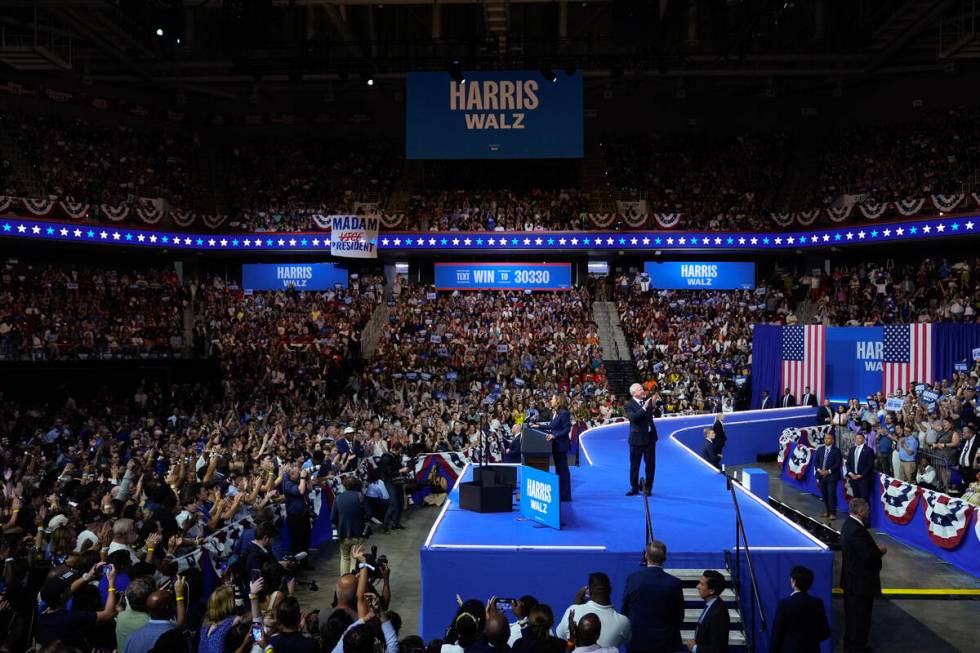 Democratic presidential nominee Vice President Kamala Harris and her running mate Minnesota Gov ...