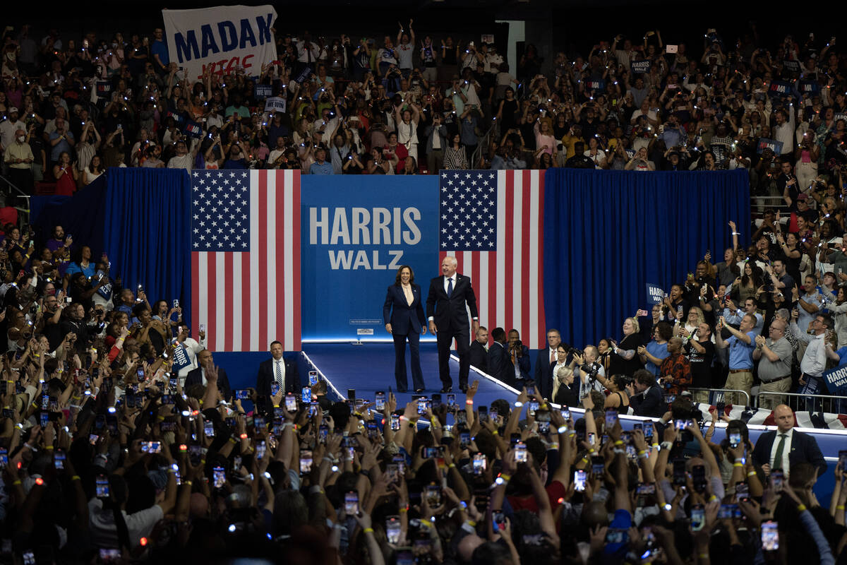 Democratic presidential nominee Vice President Kamala Harris and her running mate Minnesota Gov ...