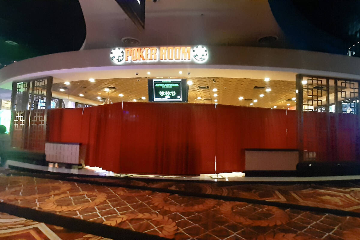 The Poker Room at Caesars Palace casino-hotel is curtained off from the public Monday, August 5 ...