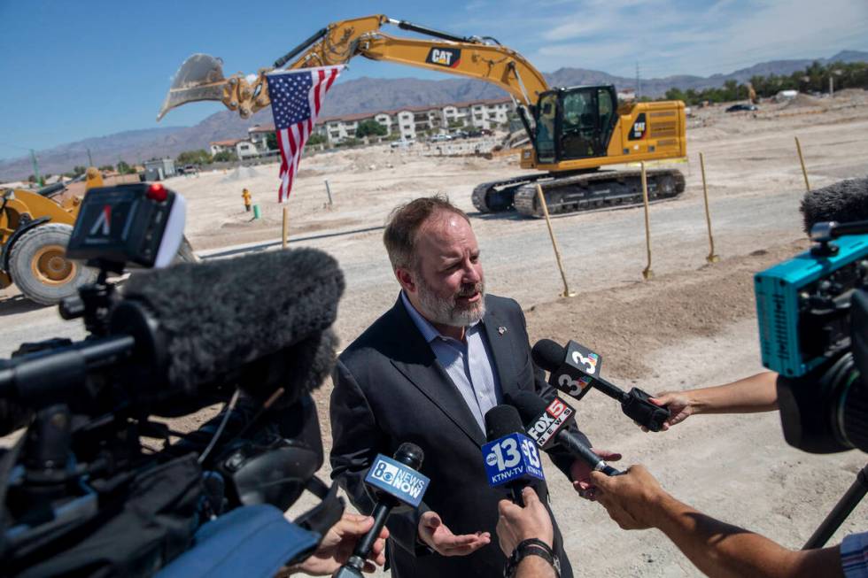 Nevada State Treasurer Zach Conine is interviewed during the Ovation Development Corporation&#x ...