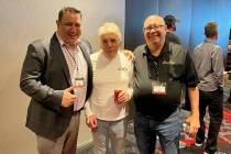 Gadoon “Spanky” Kyrollos, left, with longtime Las Vegas oddsmaker Jimmy Vaccaro, center, an ...