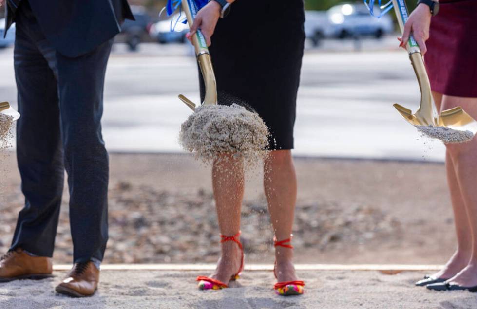 Mayor Michelle Romero and others break ground on the Reimagine Boulder Highway project on Monda ...