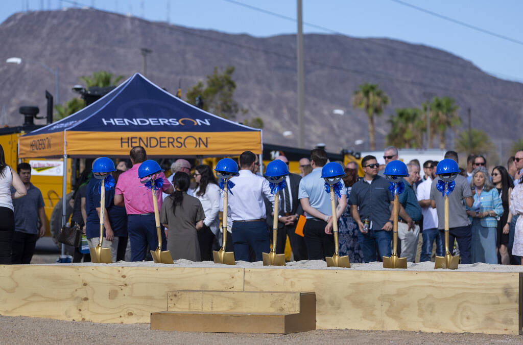 Attendees join dignitaries after they break ground on the Reimagine Boulder Highway project on ...