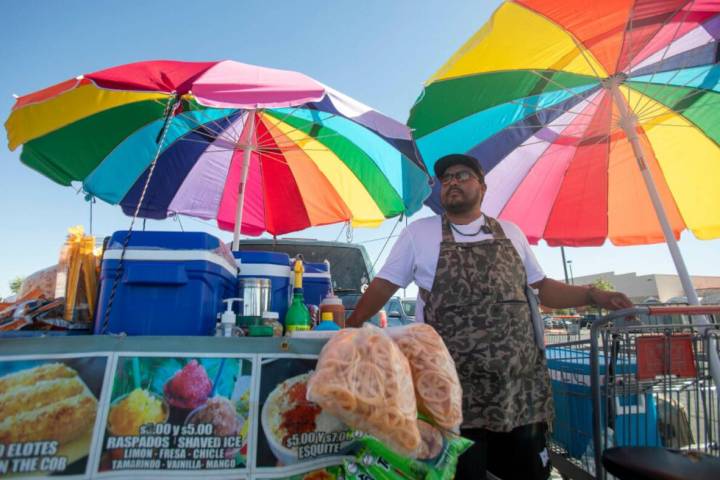 Bertín Gonzales at his food stand Antojitos el Pueblita Wednesday, July 3, 2024, in Las Vegas. ...