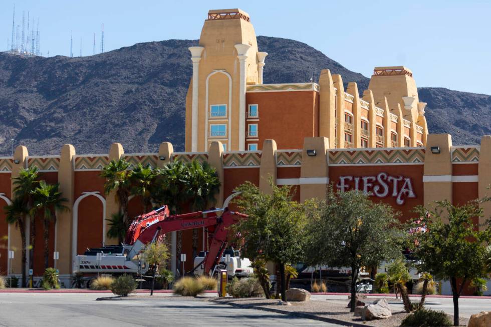 Heavy equipment is seen near the front entrance to Fiesta Henderson hotel-casino in Henderson, ...