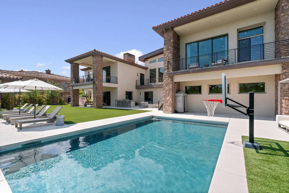 One of two pools at the Olympia Canyon Way estate. (Edgar Lara, DronePixel)