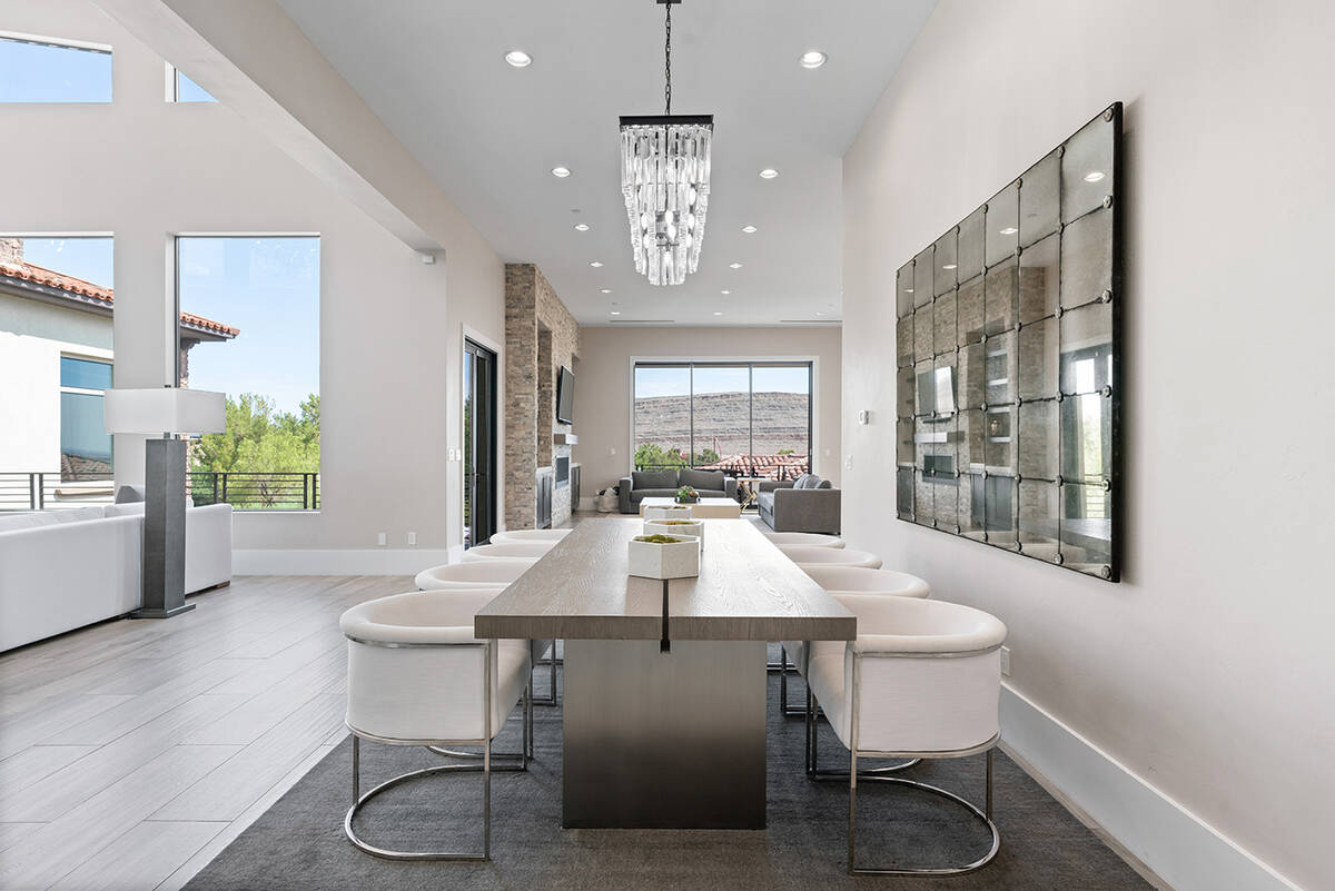 Derek Carr’s estate on Olympia Canyon Way features a formal dining room. (Edgar Lara, DronePixel)