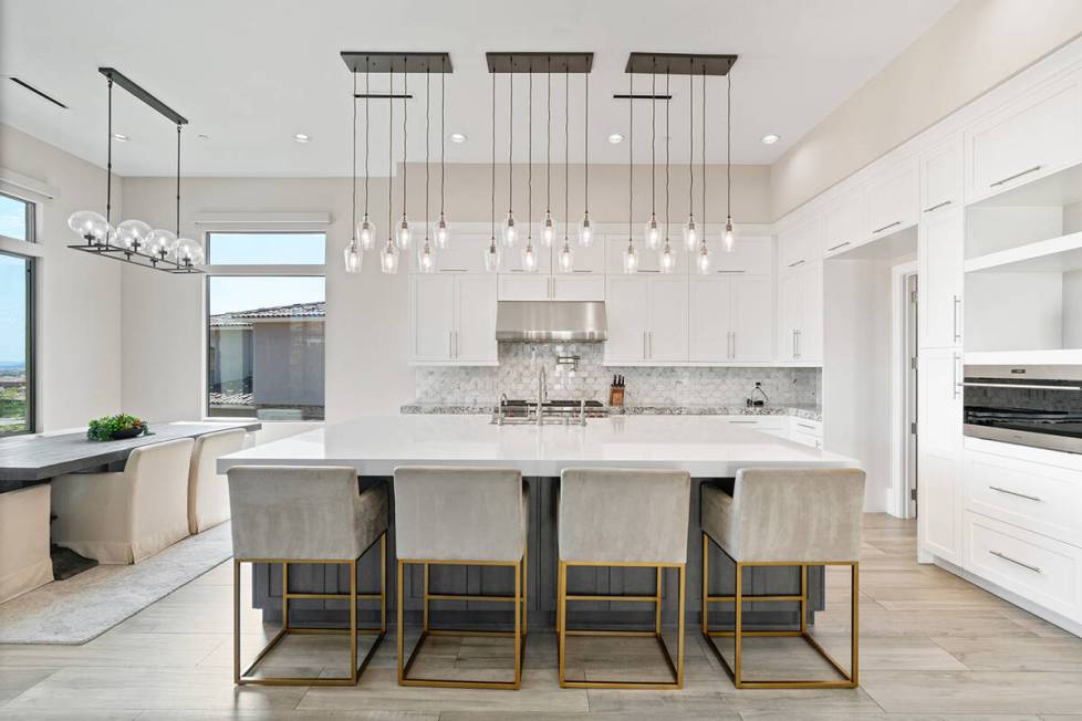 The kitchen at Derek Carr’s estate on Olympia Canyon Way. (Edgar Lara, DronePixel)