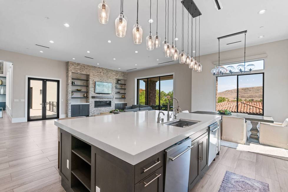 The kitchen at Derek Carr’s estate on Olympia Canyon Way. (Edgar Lara, DronePixel)