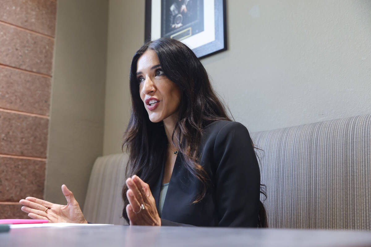 Newly appointed District Court Judge Tina Talim speaks to the Review-Journal in the café i ...