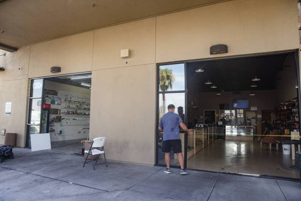 The front entrances of two businesses that two cars reportedly drove into early Wednesday morni ...