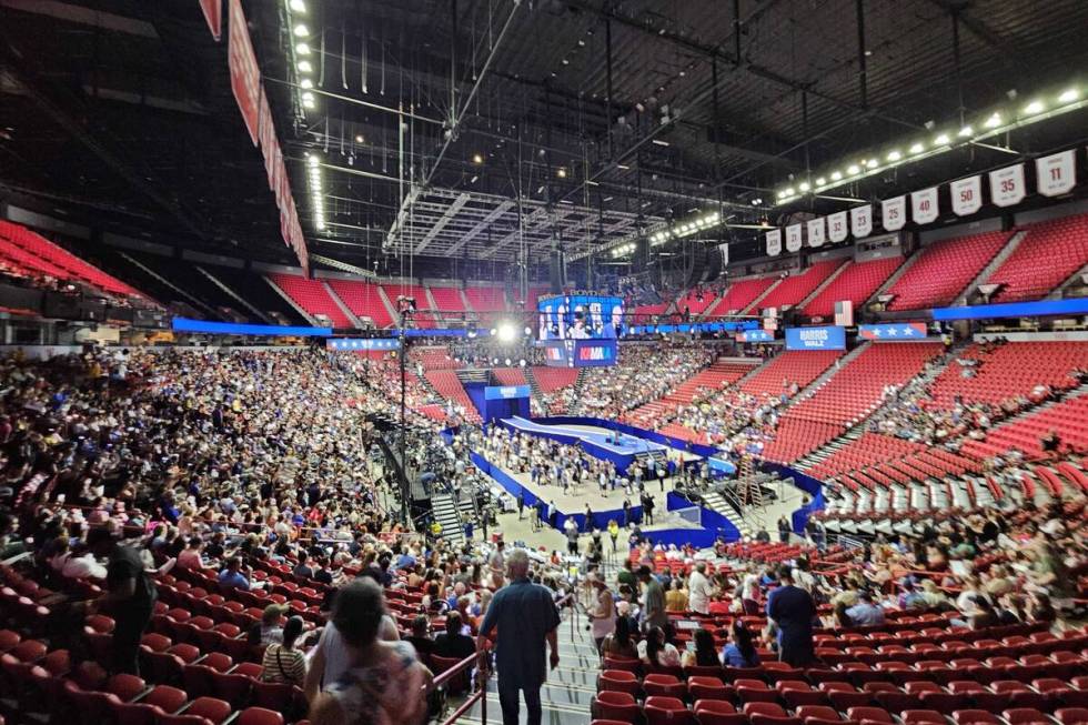 Supporters began filling up seats hours before the the rally with Vice President Kamala Harris ...