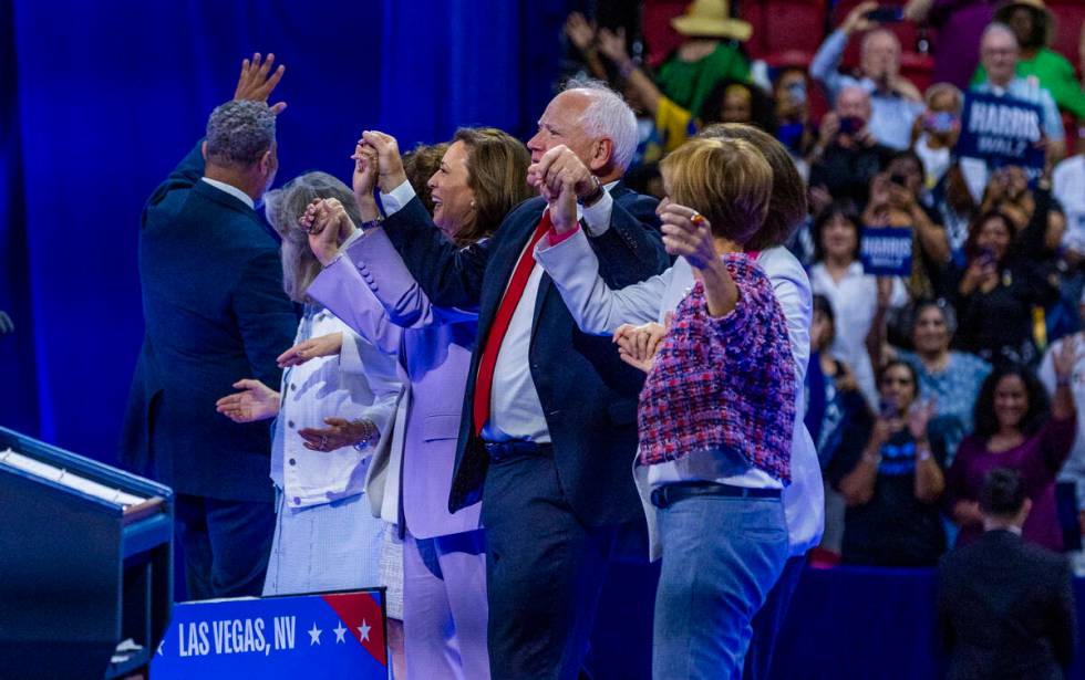 The entire delegation say goodbye to their supporters as Vice President Kamala Harris and her r ...