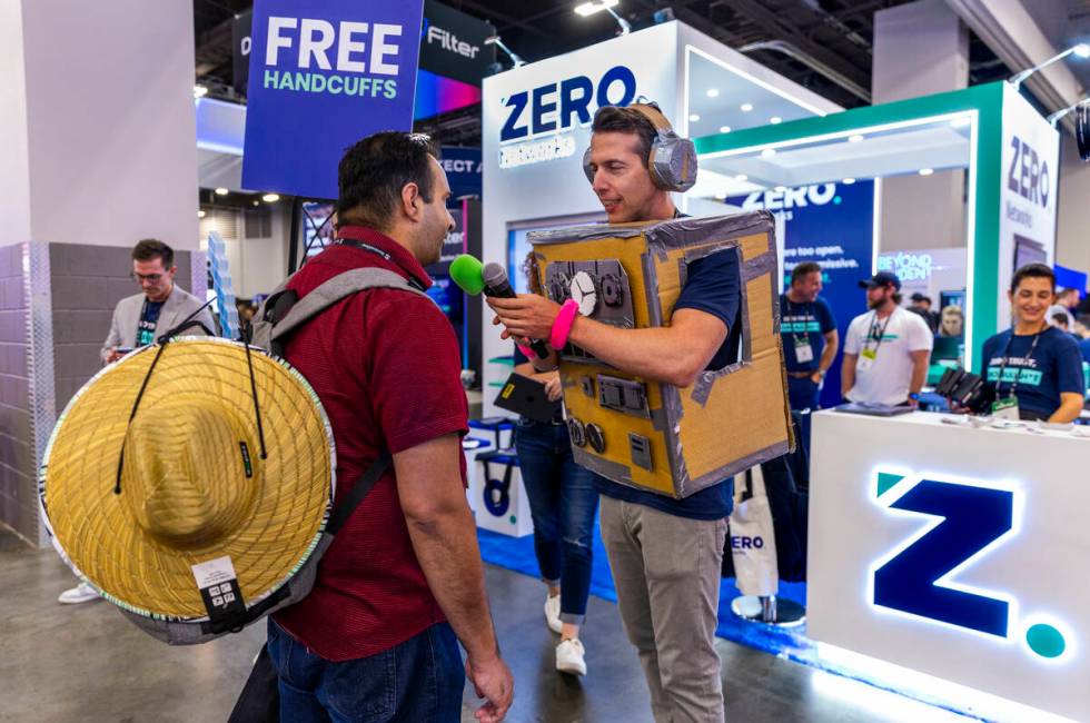 The Restricted Robot from Zero Networks interviews attendee Naveed Ali during the Black Hat con ...