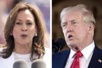 ABC says both Kamala Harris, left, and Donald Trump have agreed to a Sept. 10 presidential deba ...