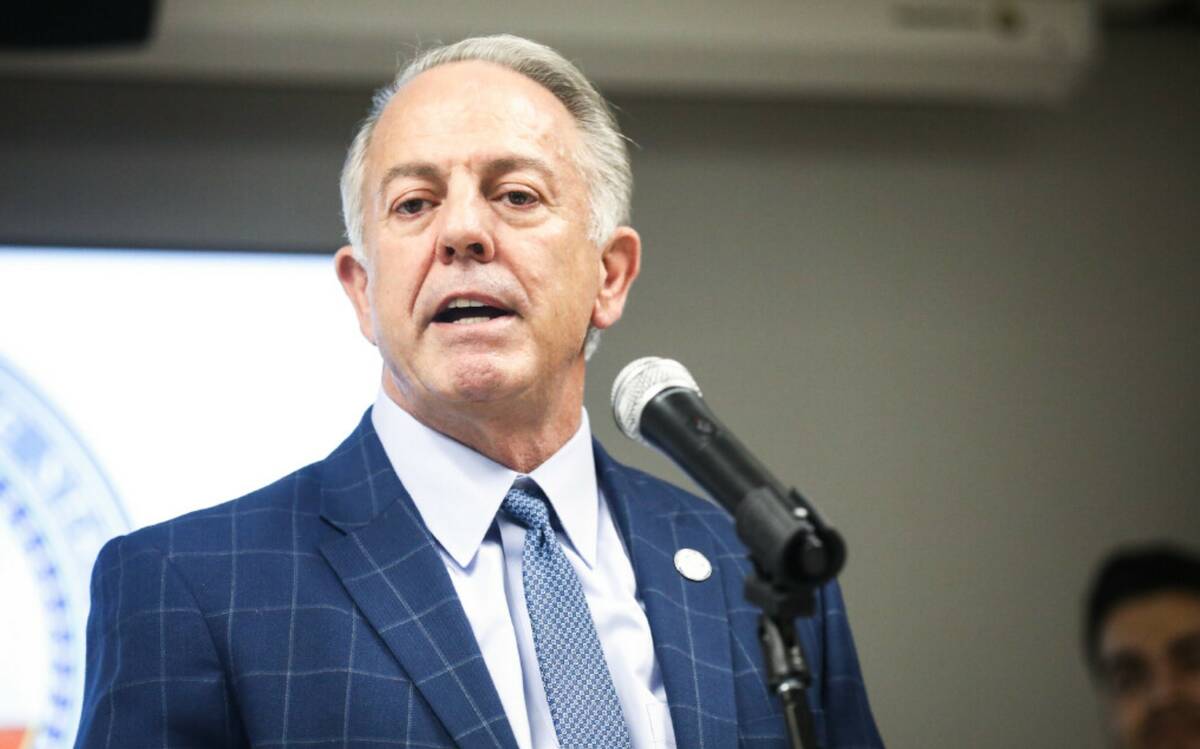 Gov. Joe Lombardo addresses the Latin Chamber of Commerce in Las Vegas on July 18, 2023. (Rache ...