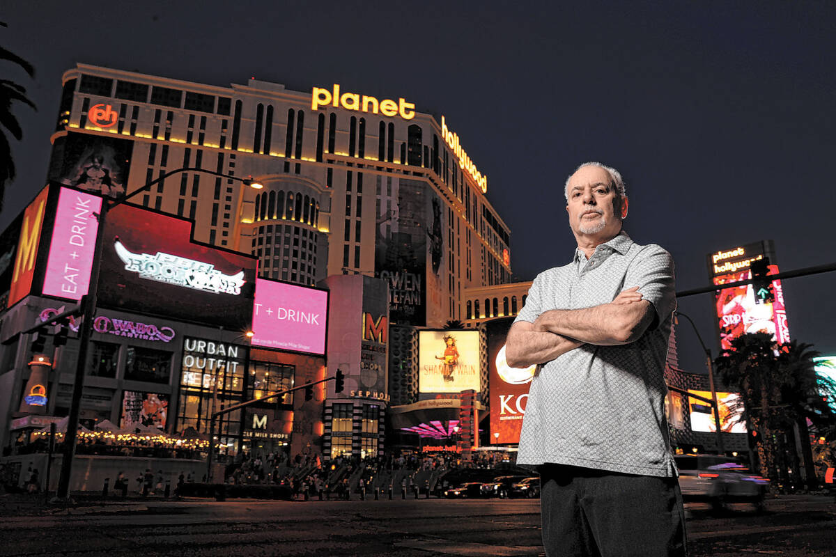 Jeff German, host of Mobbed Up, with Planet Hollywood (formerly the Aladdin) on the Strip in La ...