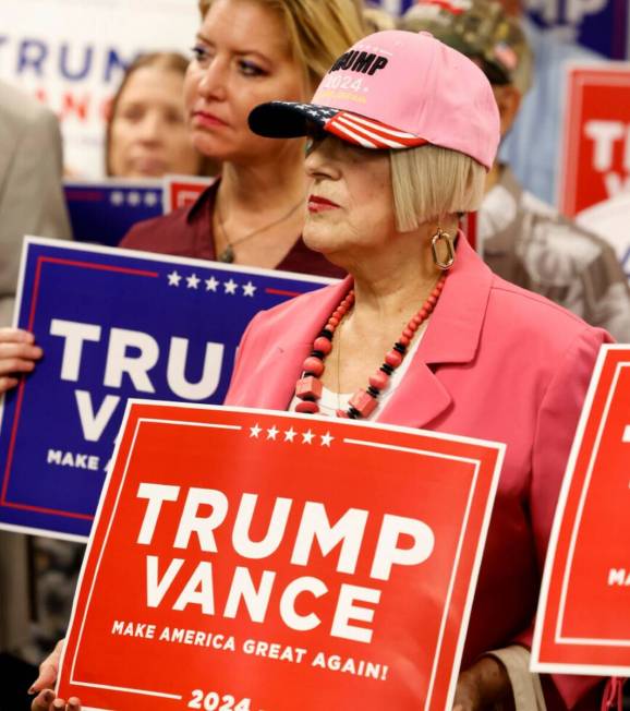 Esperanza Igarashi, right, attends a press conference, hosted by the Trump campaign, on Friday, ...