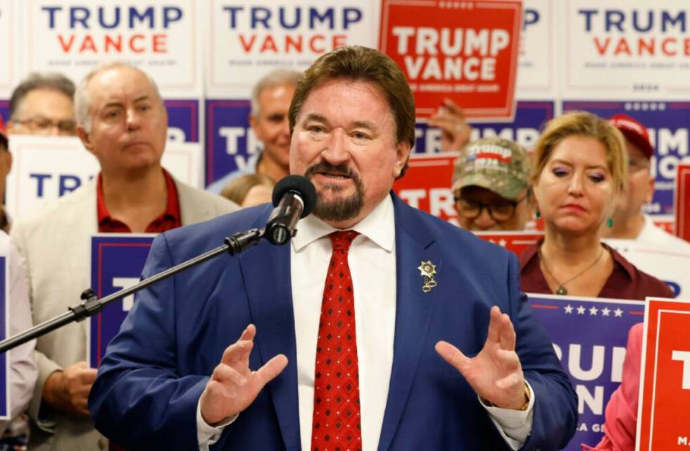 Nevada Republican Party Chairman Michael McDonald speaks during a press conference, hosted by t ...