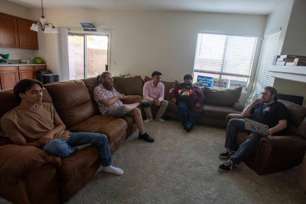 From left: Nevada Progressive Victory members Nathan Martinez, 23, Colin Brunson, 26, Ed Ledezm ...