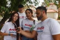 Rafael Arroyo, a Republican candidate running for Nevada State Assembly for District 41, shows ...