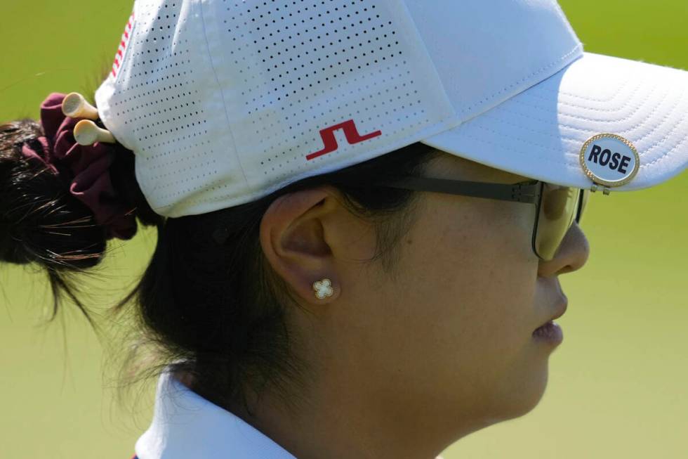 Rose Zhang, of the United States, walks to the 3rd tee during the final round of the women's go ...